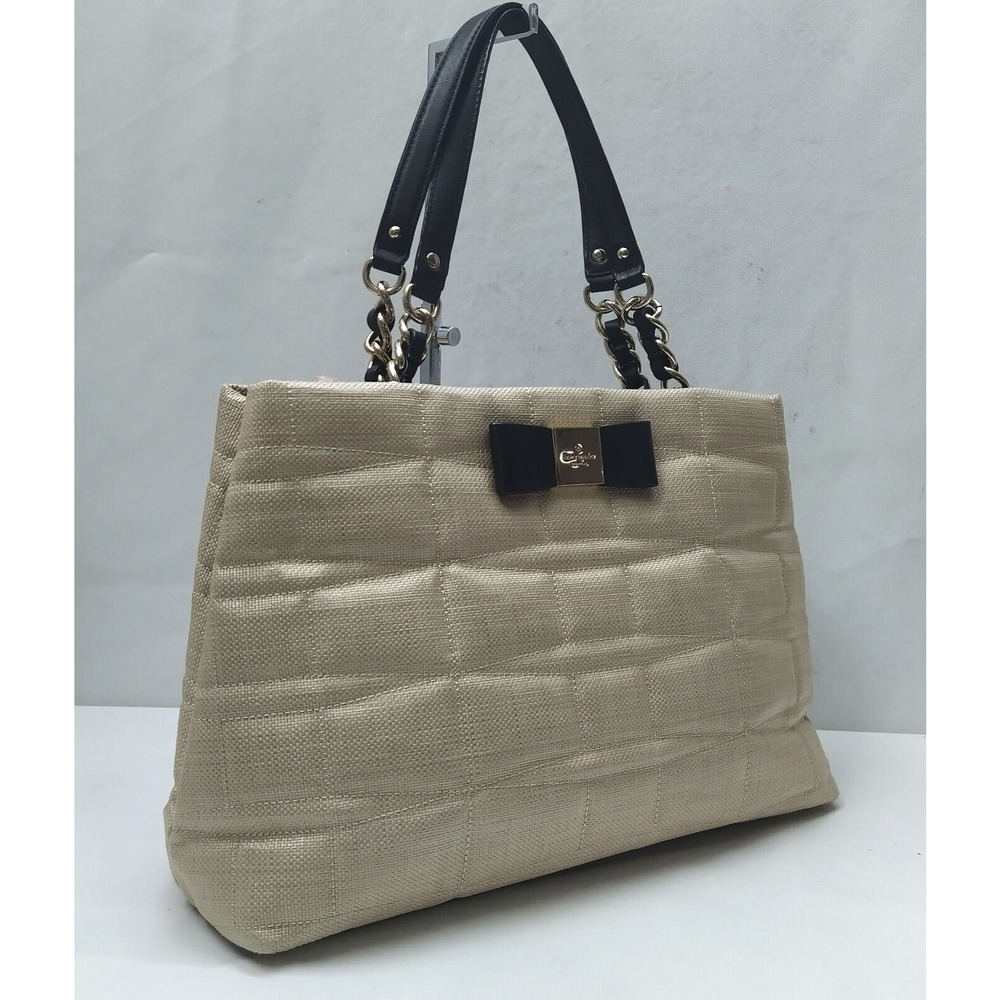 Kate Spade Veranda Place Quilted Bow Straw Chain Strap Satchel Shoulder Bag - Picture 3 of 16